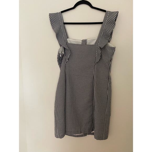 Anthropologie Hutch Black White Gingham Check Dress Ruffle Button Front EUC 10 - Picture 8 of 12
